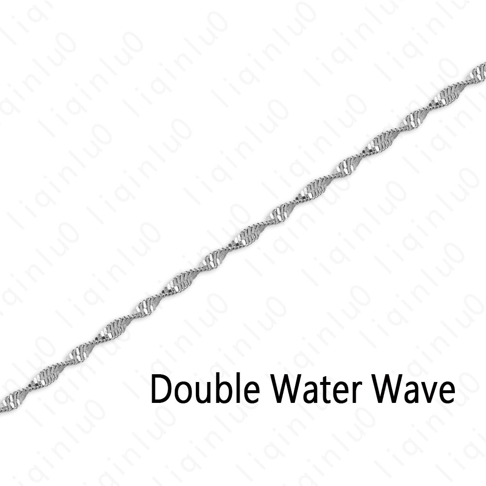 925 Silver Plated Double Water Wave Chain Necklace w/ Lobster Lock 16-24″ New