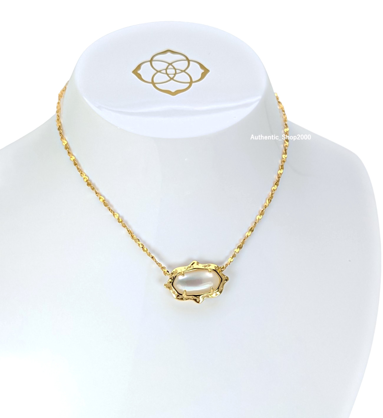 New 100% Authentic KENDRA SCOTT Gold Mother of Pearl Elisa Scallop Necklace