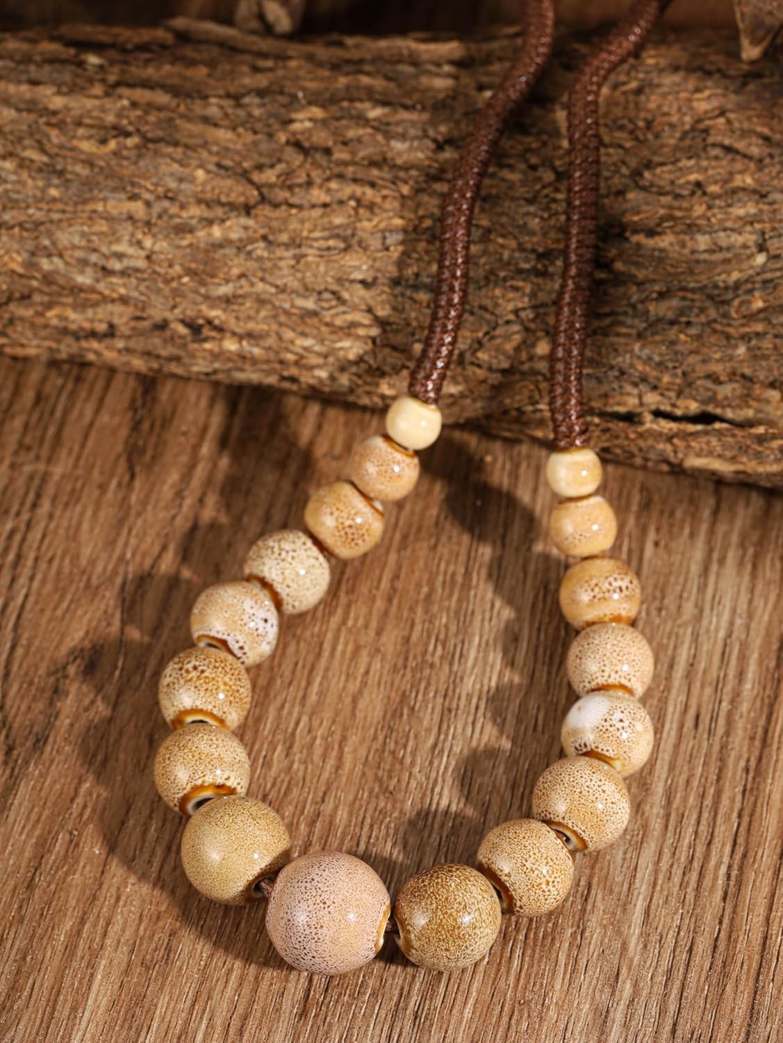 Chic Long Ceramic Bead Strand Necklace – Adjustable Bohemian Jewelry for Women