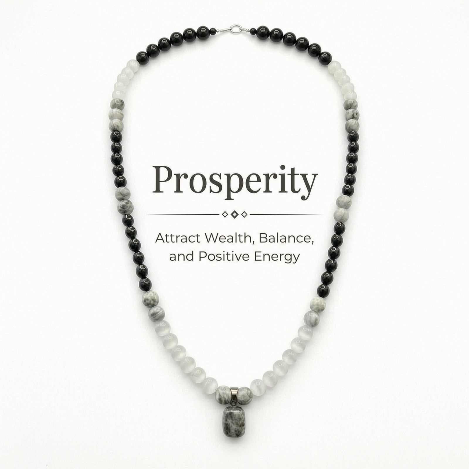 Money Attraction Necklace & Tiger Eye Obsidian Prosperity Crystal Beaded Gifts