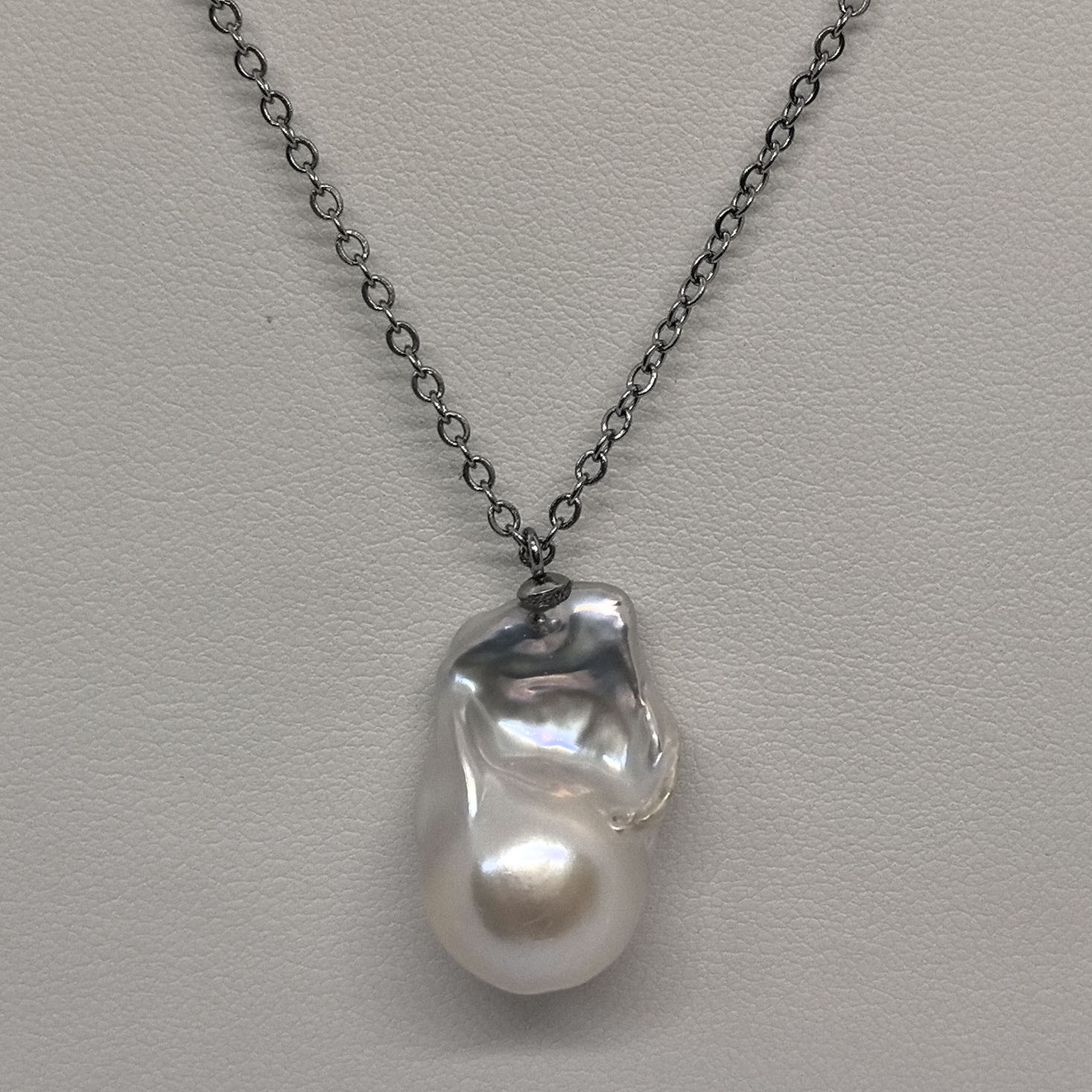 Natural 22mm Baroque Pearl Pendant Necklace Irregular Freshwater Pearl Jewelry