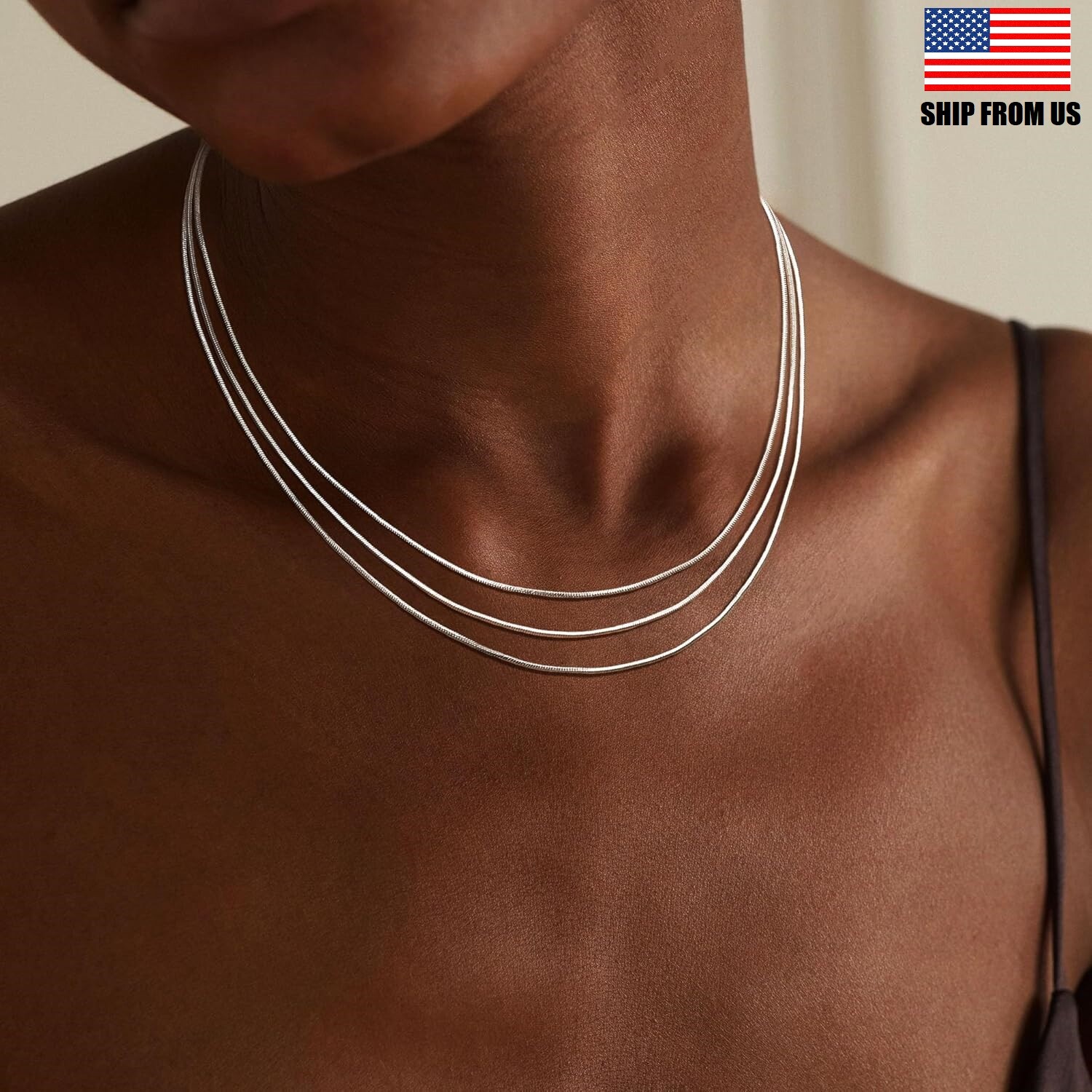 925 Sterling Silver Tarnish-Free Italian Snake Chain Necklace 1MM Jewelry 16-24″