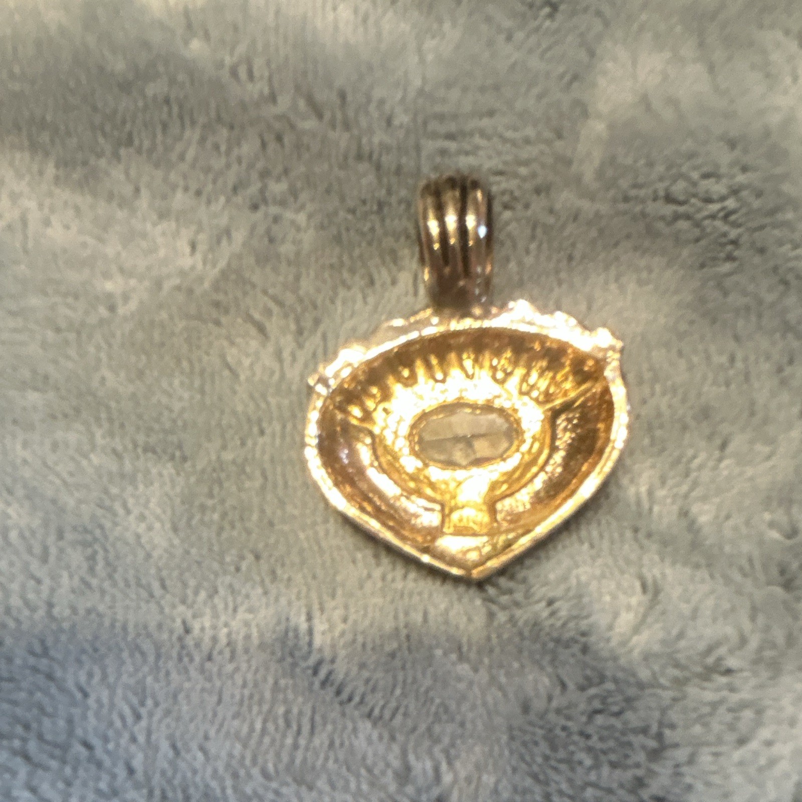 Gold Metal Heart Charm Pendant, Oval Bezel Center Setting, Love Theme Pendant