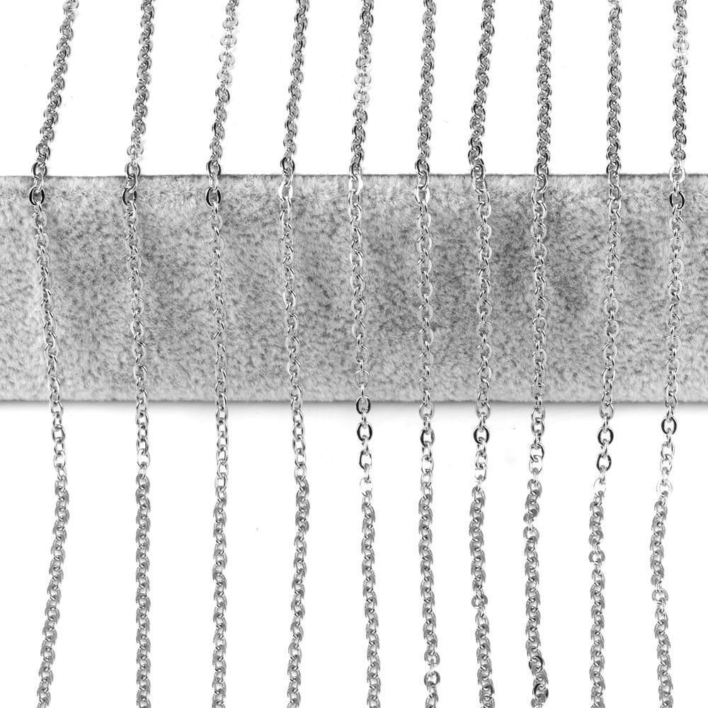1.5-3.2mm 16″-32″ Wholesale Stainless Steel Silver Oval Chain Necklace Jewelry