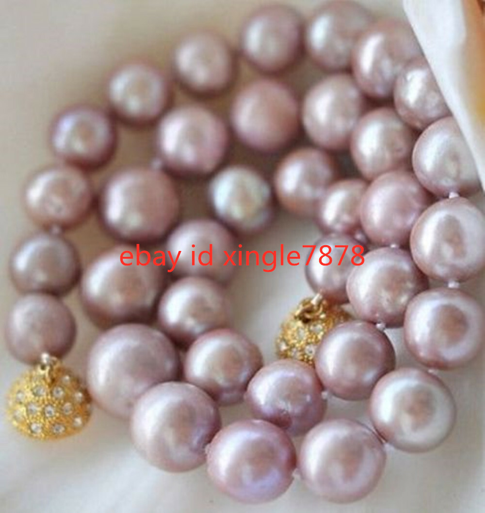 Real 8-9mm Genuine Lavender Purple Cultured Pearl Necklace 20”