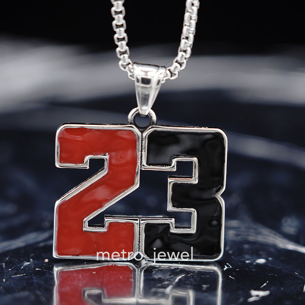 Mens Number 23 Basketball Air Michael Jordan Pendant Necklace Stainless Steel