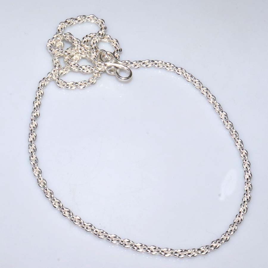 Twisted Rope Chain 925 Silver Plated Ethnic Handmade Chain Necklace Size 18″ JW