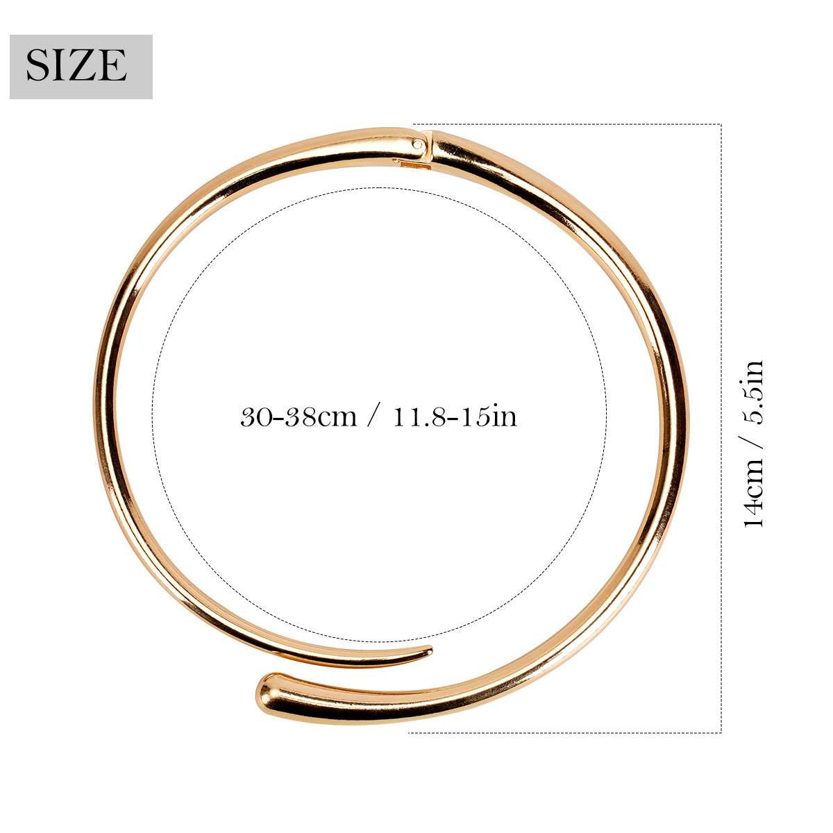 Statement Chunky Collar Necklace for Women ,Teardrop Open Cuff Choker with Sprin