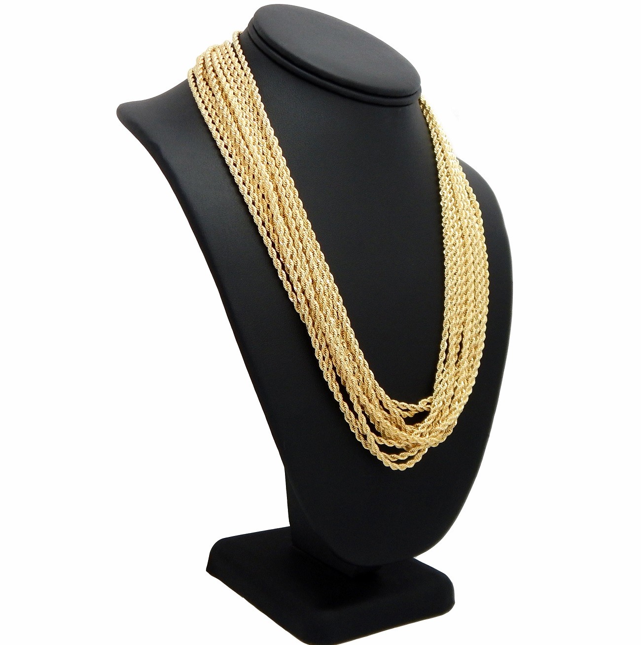 12 Piece Rope Chain Necklace 3mm 16″ 18″ 20″ 24″ 26 30 Gold Plated Wholesale lot