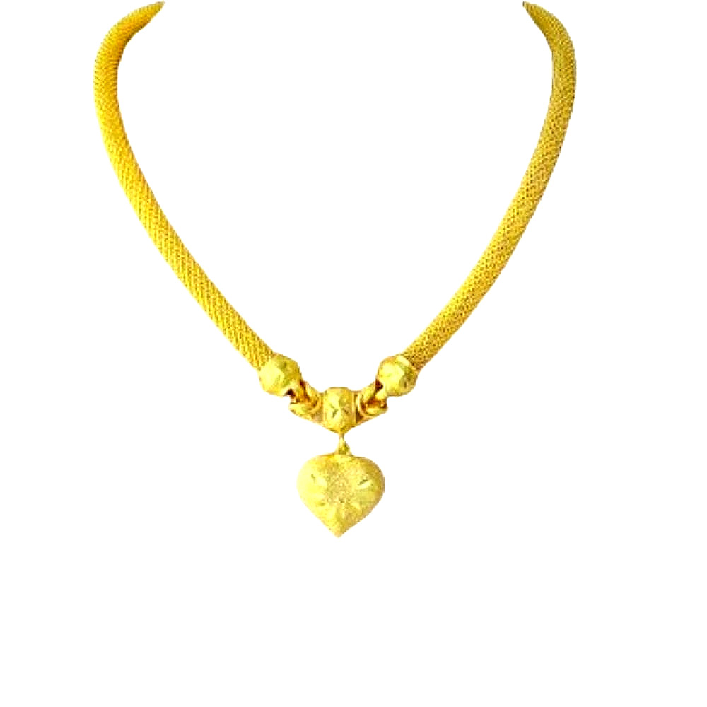 Necklace Gold Plated Thai Luxury Handmade 3 Baht Chiffon Heart Pendant Gifts.