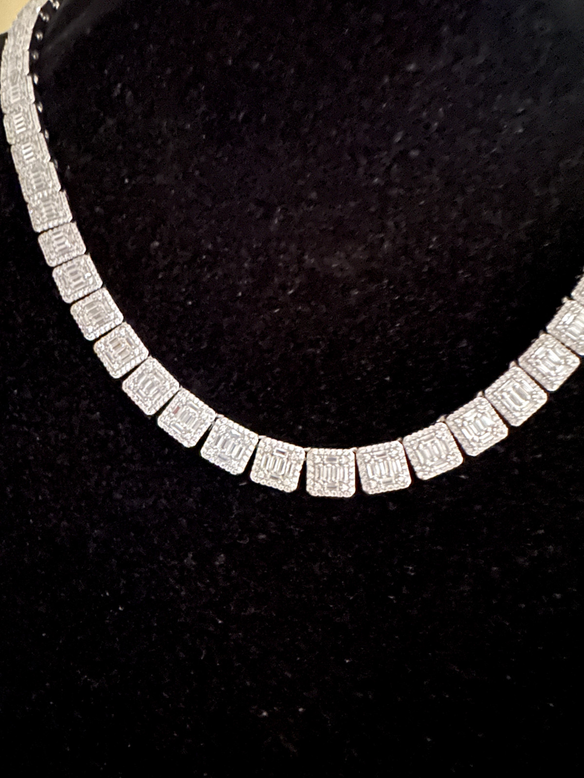 14k Stamped 10mm BAGUETTE Tennis 124ct Lab Sim VVS1 Diamond Chain Necklace 143g