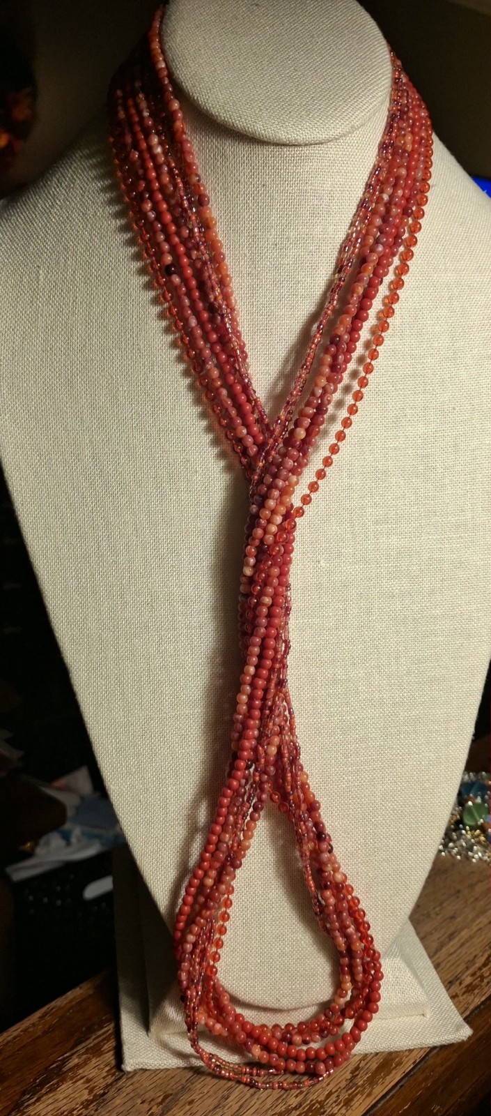 Pre-owned no brand multicolored red bead long necklace