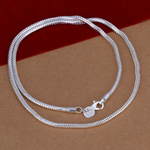 16″ – 24″ Mens Womens 925 Sterling Silver 3mm Wide Snake Chain Necklace #N230