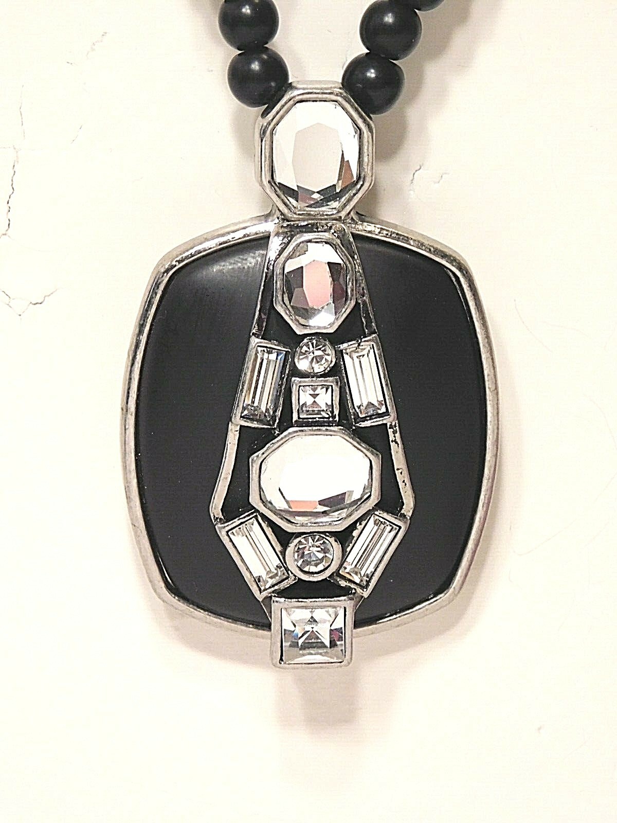 Beautiful Lia Sophia All-Black “TONI ANN” Necklace, 36-39″, Cut Crystals, NWOT