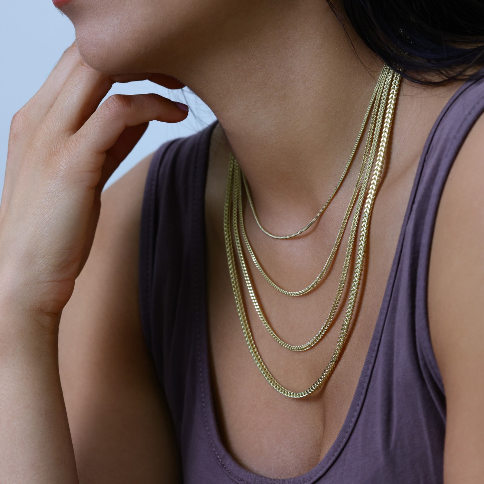 10K Yellow Gold 1.5mm-6mm Franco Square Box Chain Necklace Mens Womens 16″- 30″