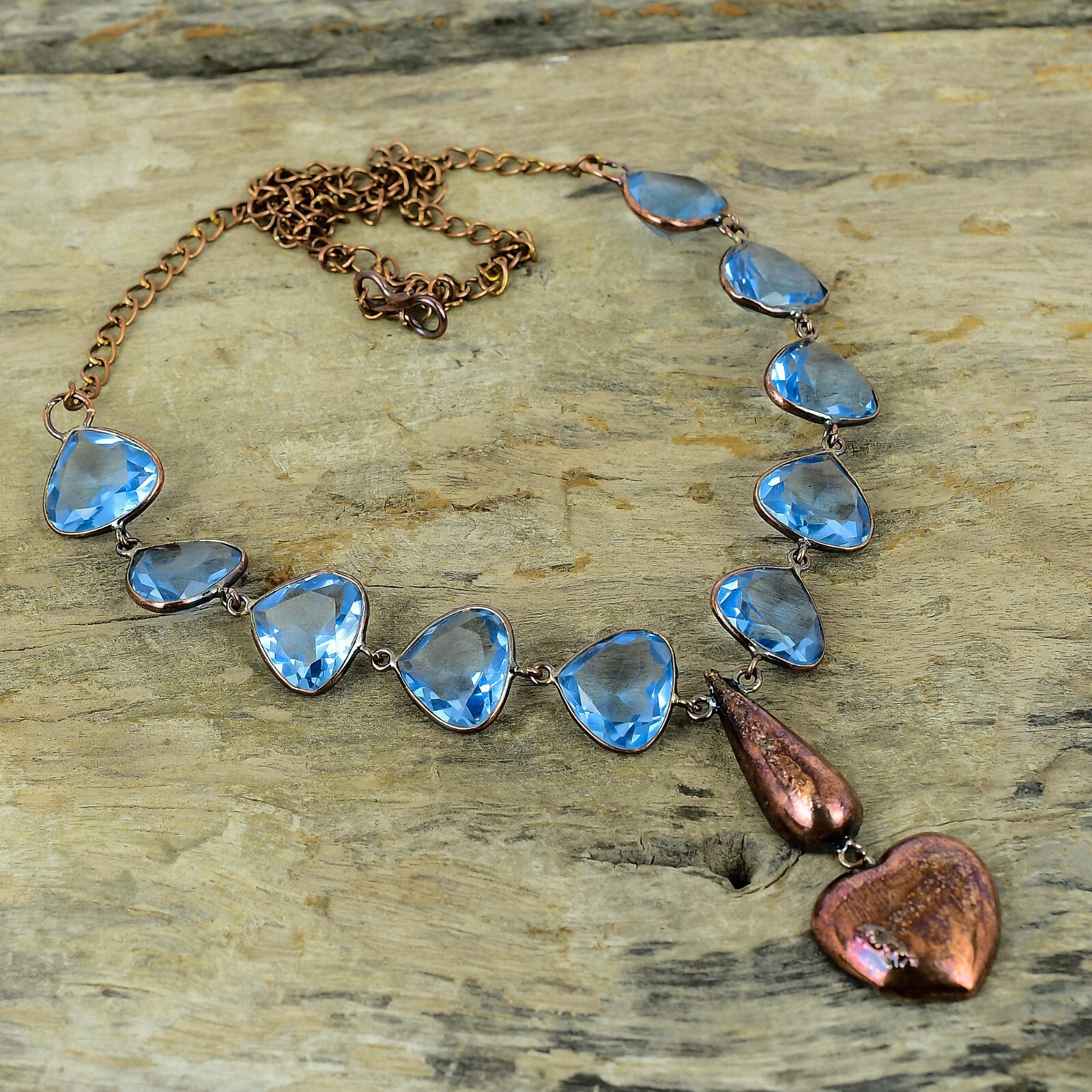Tanzanite Quartz Copper Gift For Mother Electroformed Adjustable Necklace 18.0″