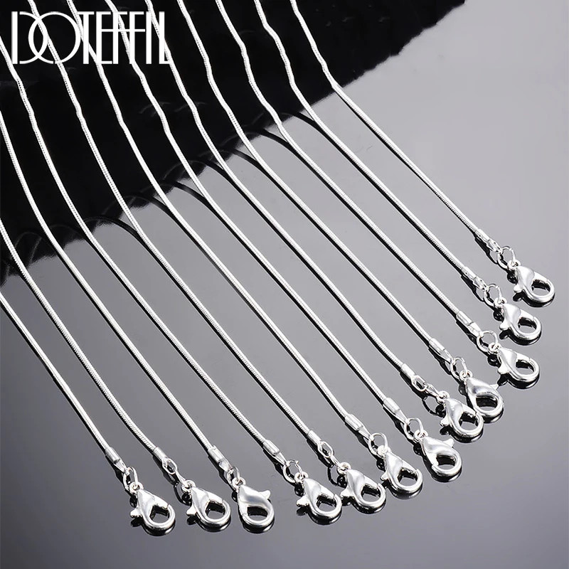 10PCS wholesale 925 sterling solid silver 1MM 16-30inch snake chain necklace