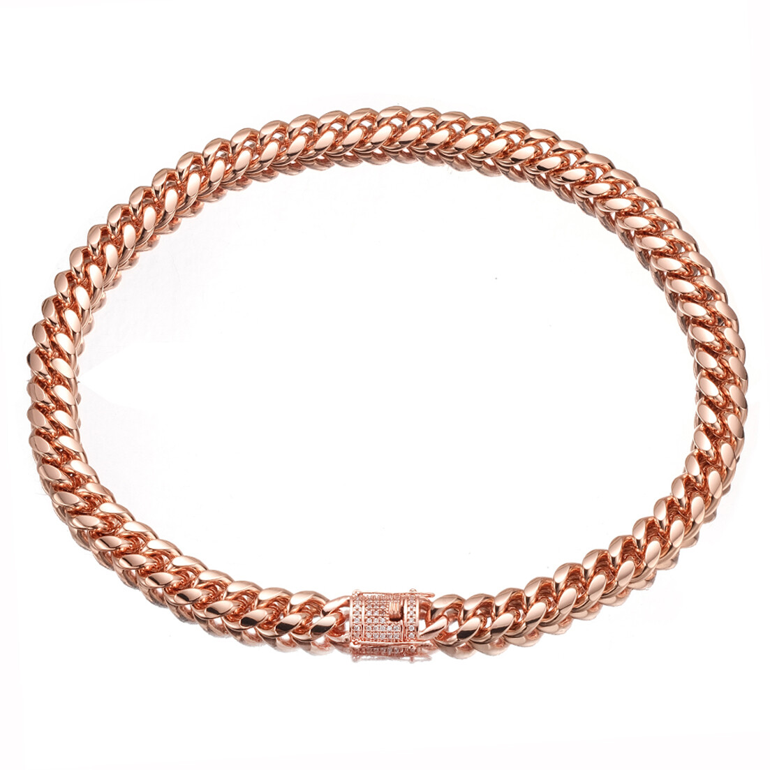 10/14mm New Rose Gold Women Men Stainless Steel Miami Curb Cuban Chain Necklace