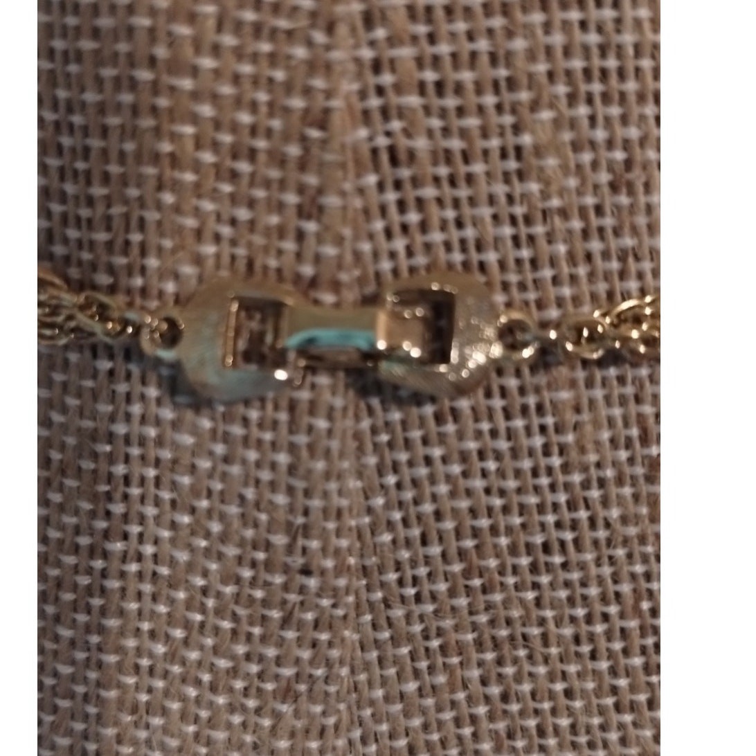 Three Strand Gold Tone Chain Necklace Fold Over Clasp 36″