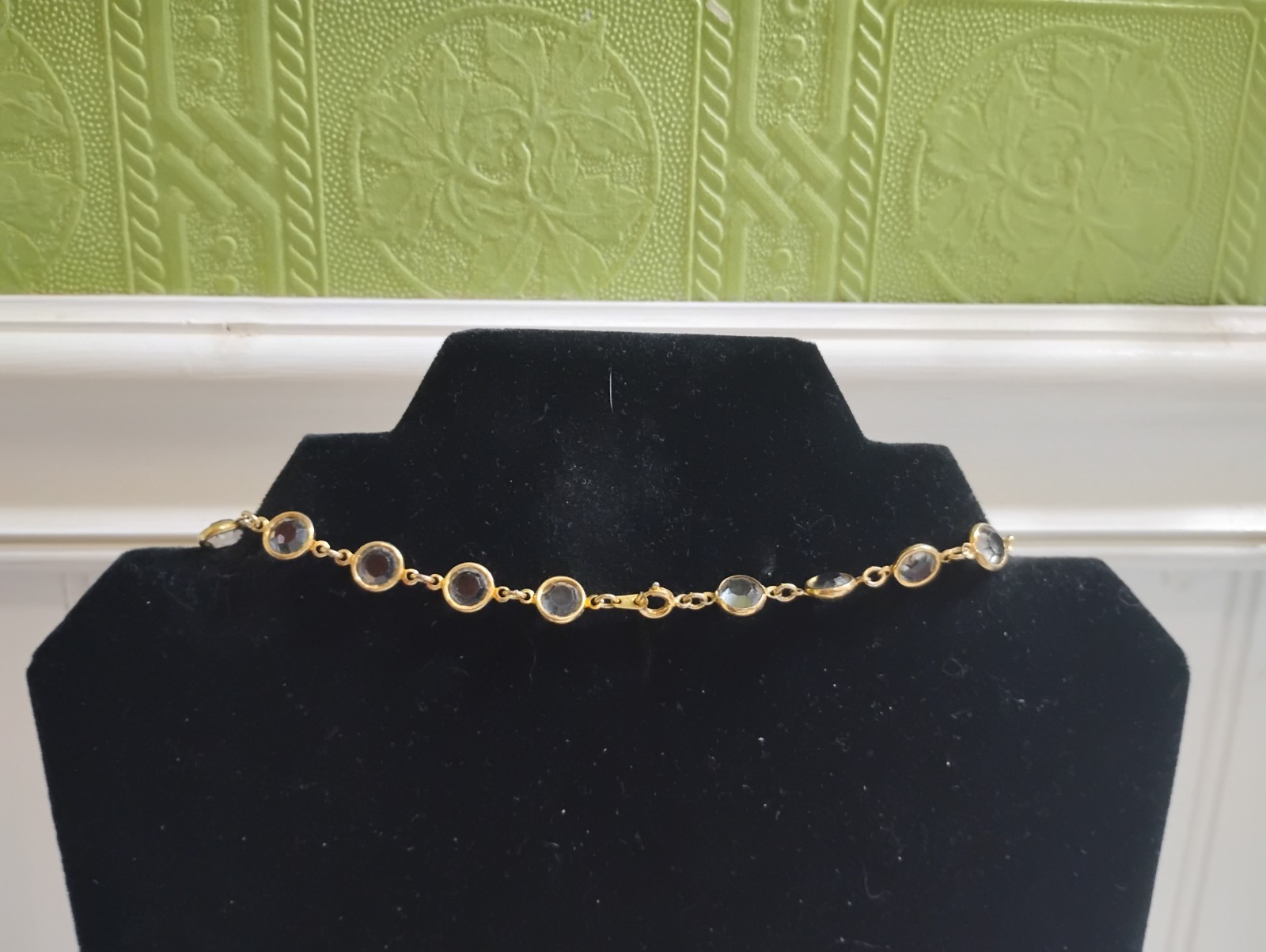 Goldtone Metal Faceted Lightly Smoked Crystal 36″ Necklace