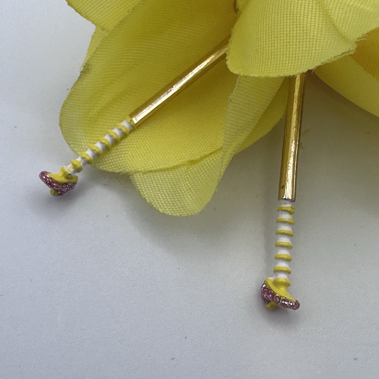 Betsey Johnson Fairy Bunny Necklace Yellow Pink Wings Gold Tone Long Pendant