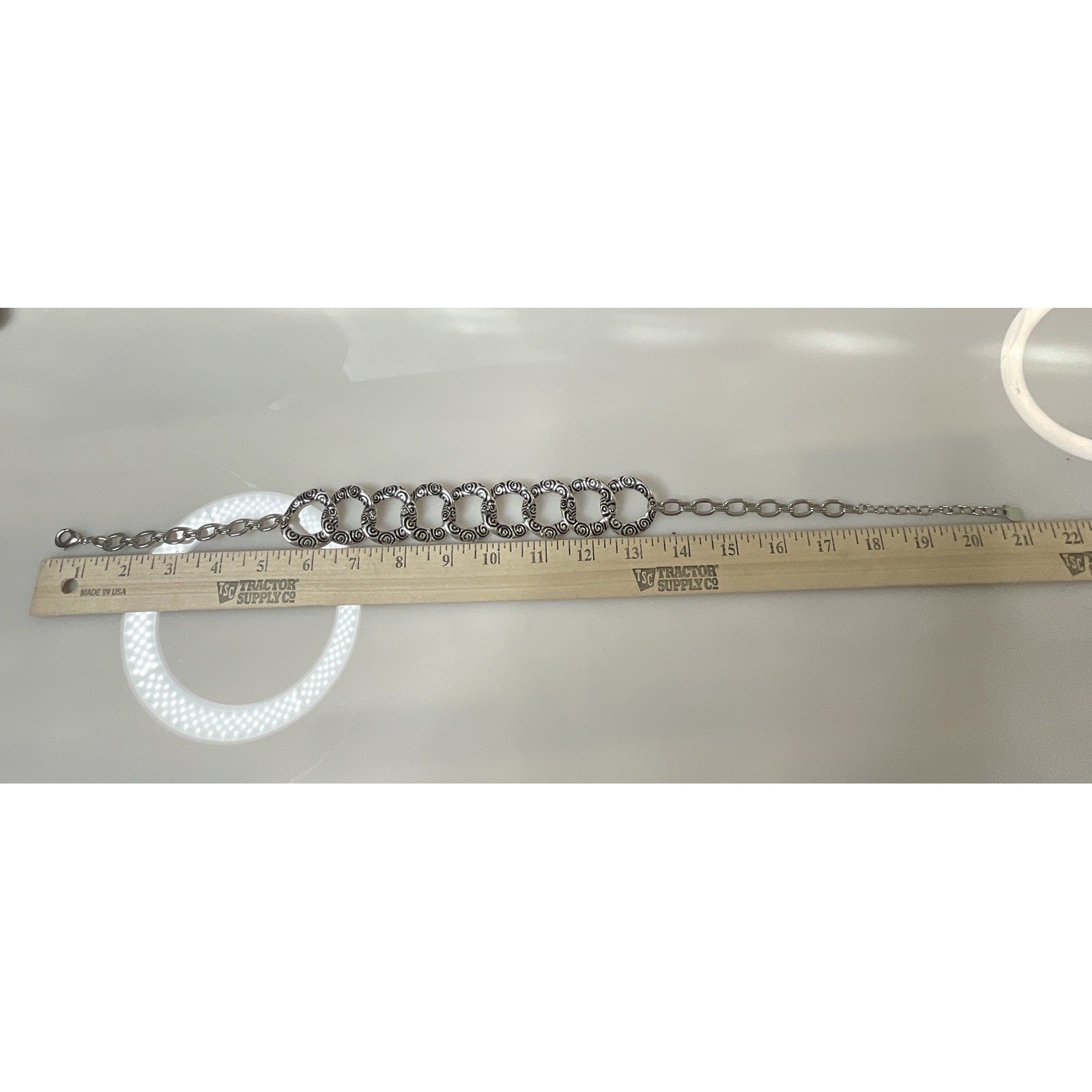Scroll By Dillard’s Silver Tone Necklace Nickel Free Adjustable Statement Chunky