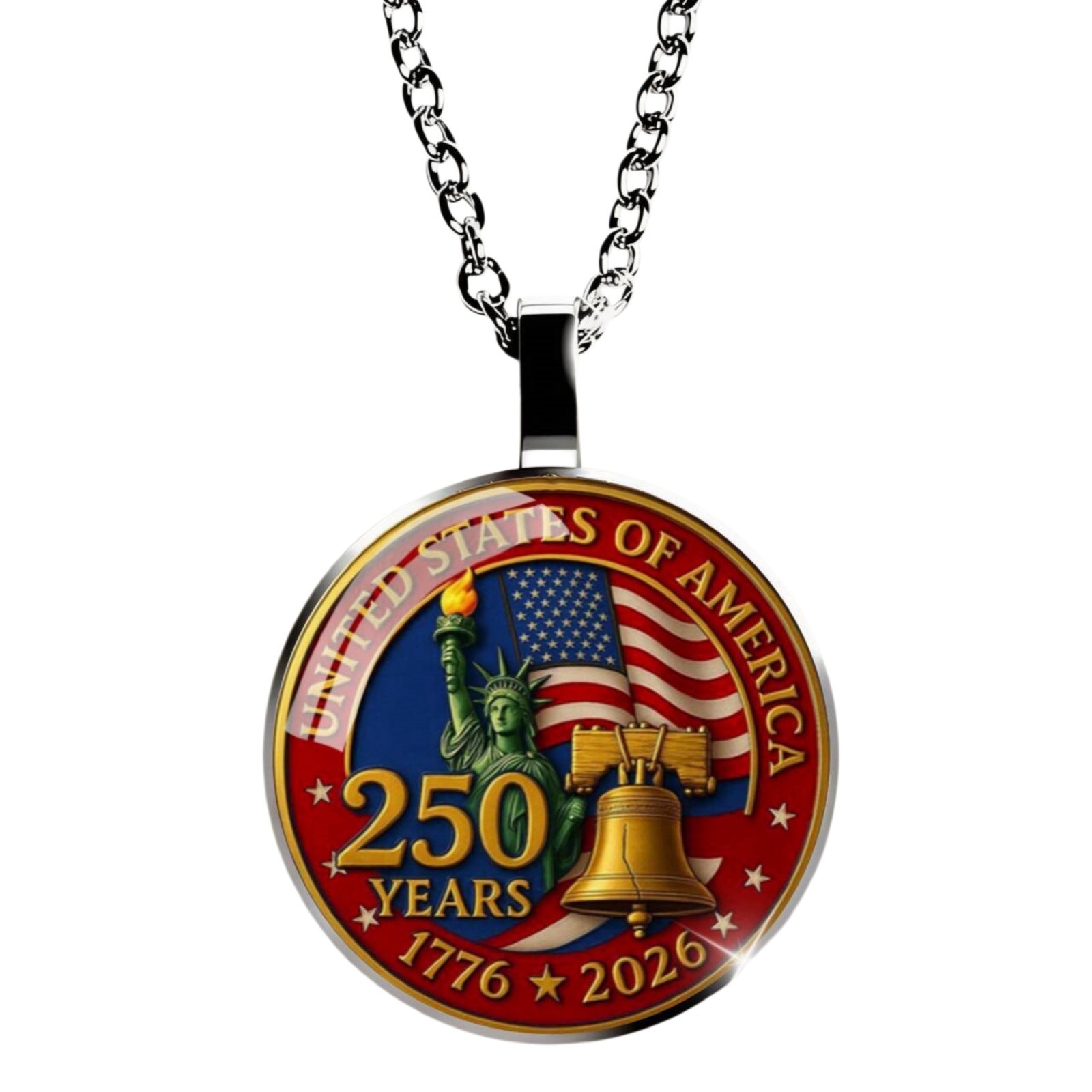 250th Anniversary Necklace Pendant 250 YEARS UNITED STATES OF AMERICA 1776-2026