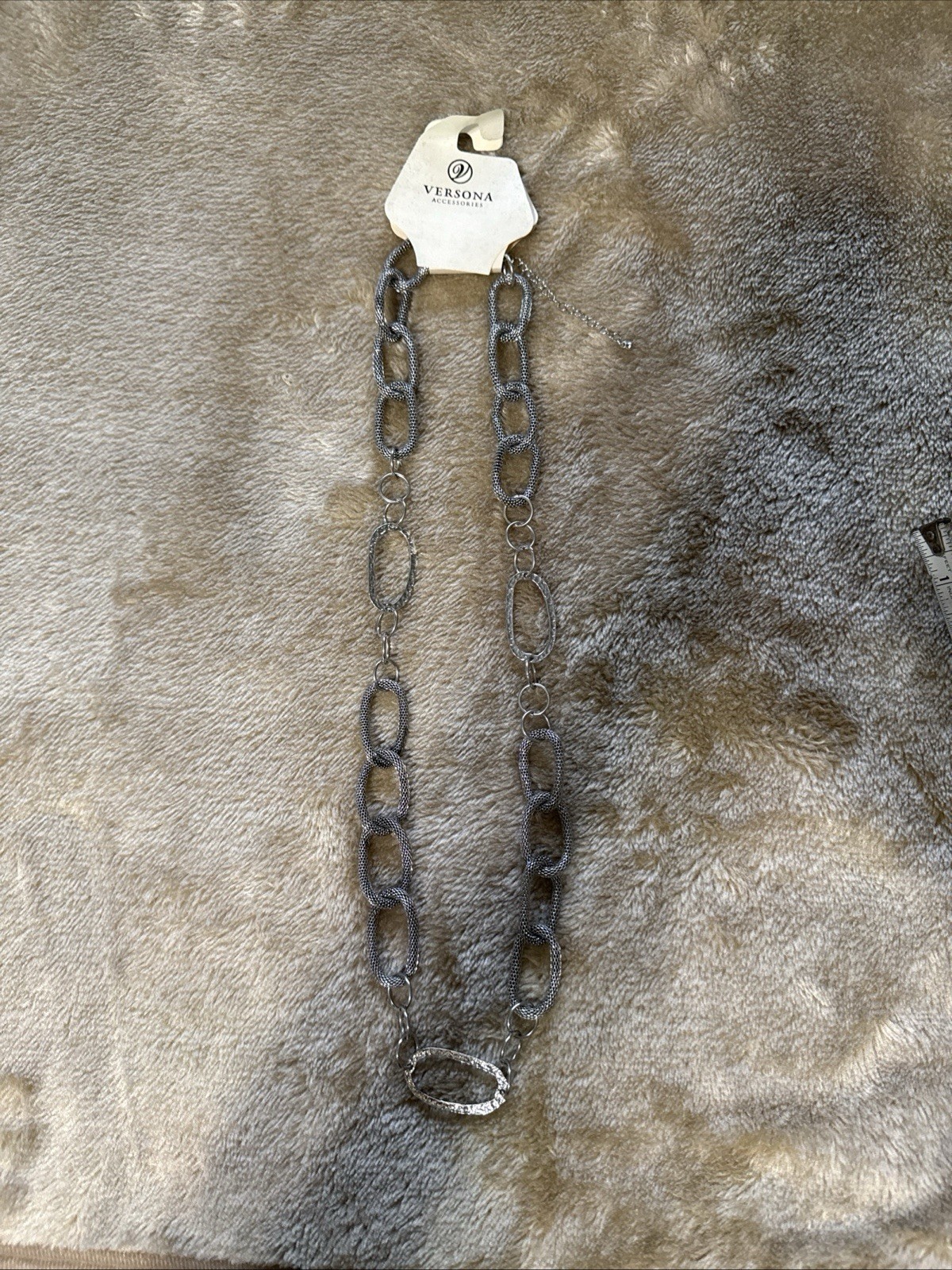Versona oval link silver tone necklace New