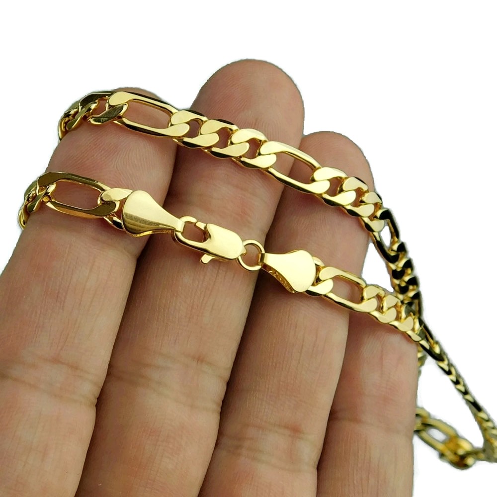 Mens 18k Gold Plated Figaro Choker 20″ Inch Long x 5.8MM Wide Chain Necklace