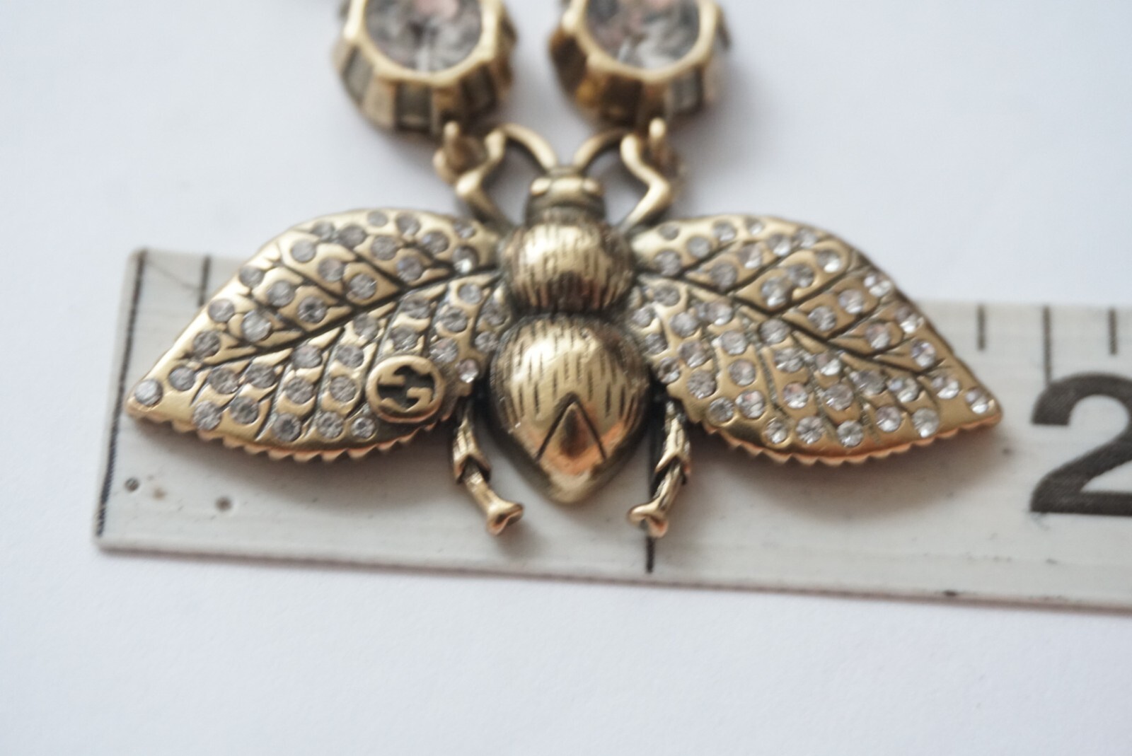 100% Authentic GUCCI Necklace logo GG box & duster bee