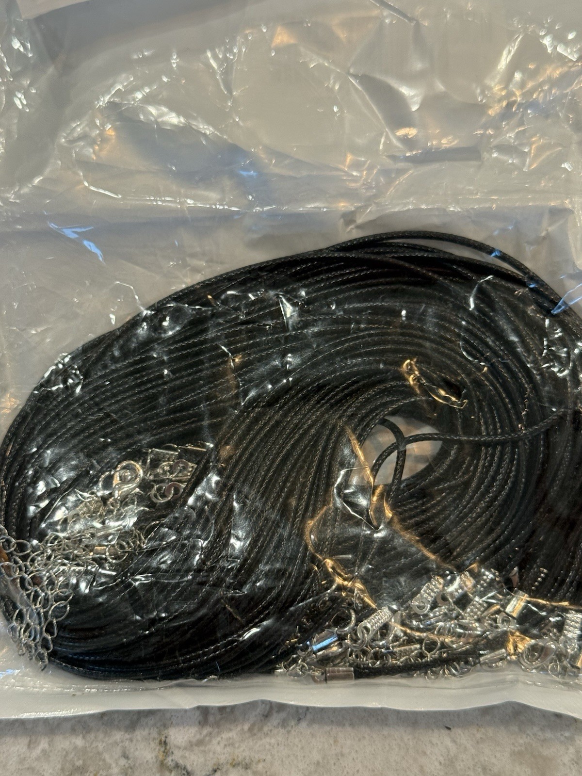 18” + 2″ Extender Black Necklace Woven Cord Rope w/ Lobster Claw Clasp 90+ Pc