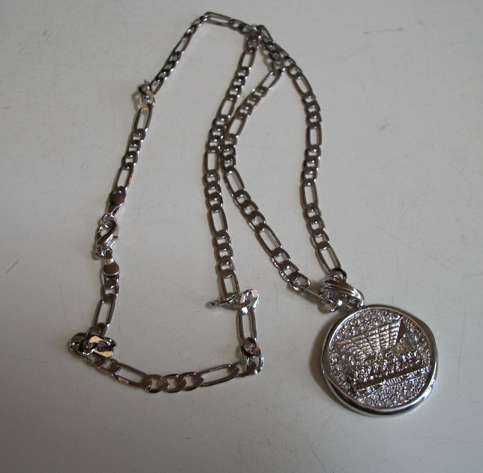 Men’s hematite & silver finish Last Supper fashion hip hop chain & charm