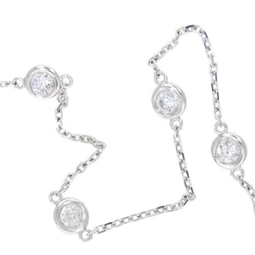 3 TCW Man Made Diamond By The Yard Station Necklace 14k 16″, 18″, 20″
