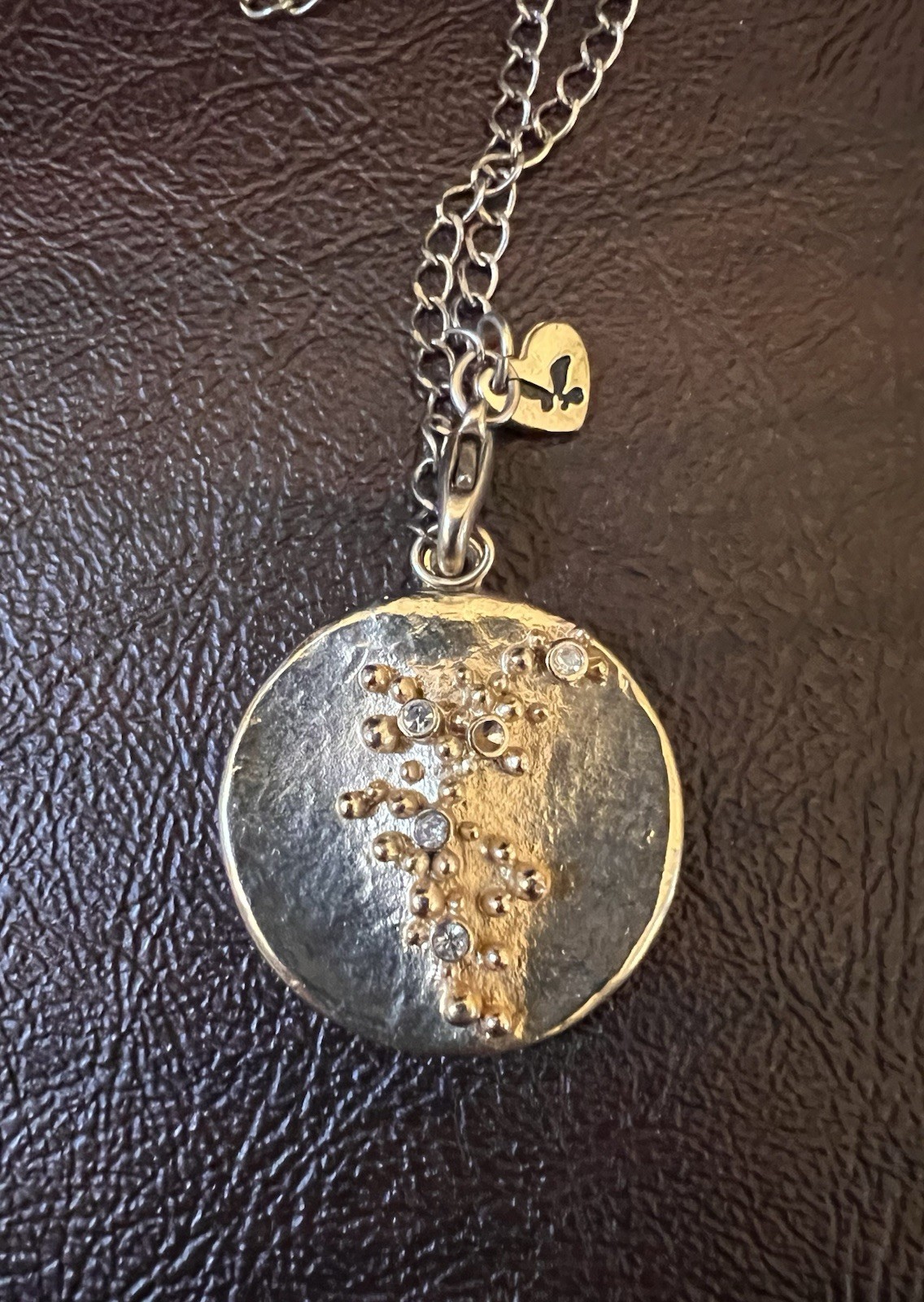 American Eagle Outfitters Silver Tone Round Pendant Necklace Rhinestone Boho