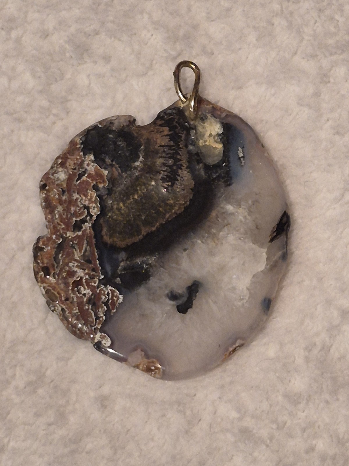 Large 2.5 Inch Natural Agate Slice Cross Pendant