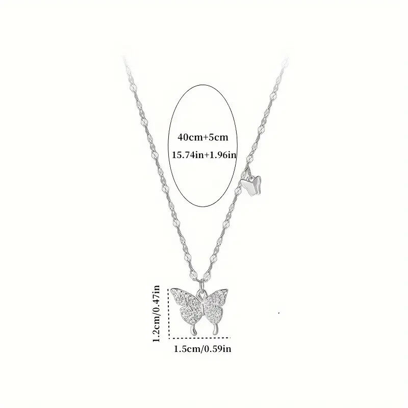 925 SILVER PLATED BUTTERFLY NECKLACE PENDANT ELEGANT JEWELARY PERFECT AS A GIFT