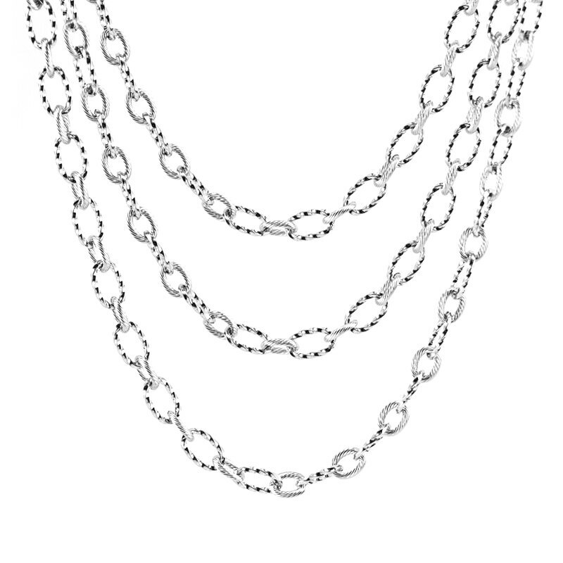 STAINLESS STEEL Twisted Egg Rolo Chain 70 cm (27.56 in)