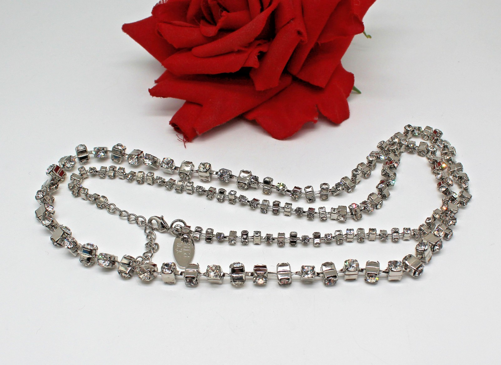 Cara NY Sparkling Rhinestone Silver tone 40″ Necklace CAT RESCUE