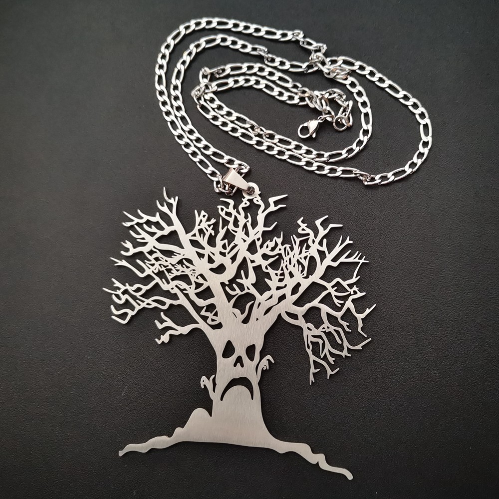 Haunted Mound Sematary symbol S.steel Pendant with 30inch Figaro link Necklace