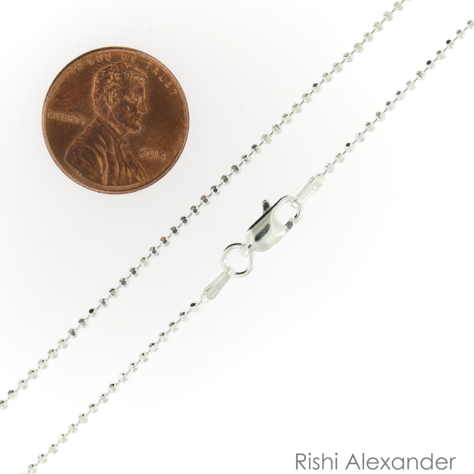 925 Sterling Silver Ball Bead Diamond Cut Chain Necklace .925 Italy All Sizes