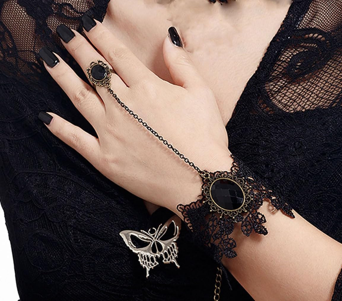 4PCS Black Choker for Women Black Lace Velvet Chocker Set Layered Classic Choker