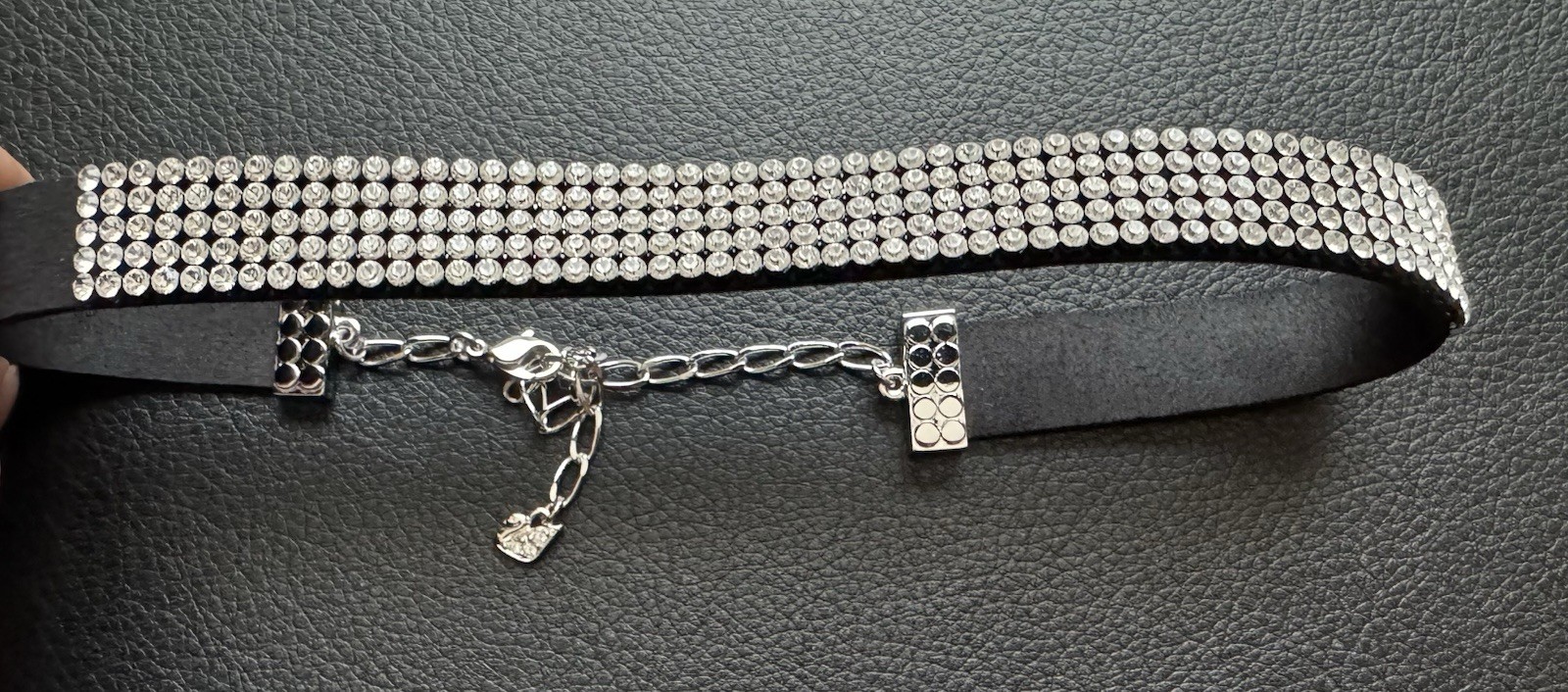 Genuine Swarovski Choker Necklace, Rhodium Plated, 40 cm
