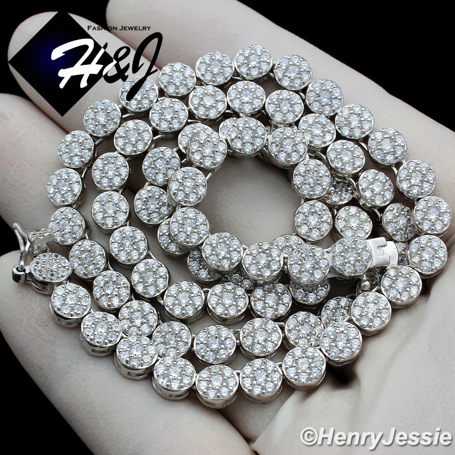 925 STERLING SILVER 18-30″X5MM GOLD PLATED/SILVER 1 ROW ICY CZ CLUSTER NECKLACE
