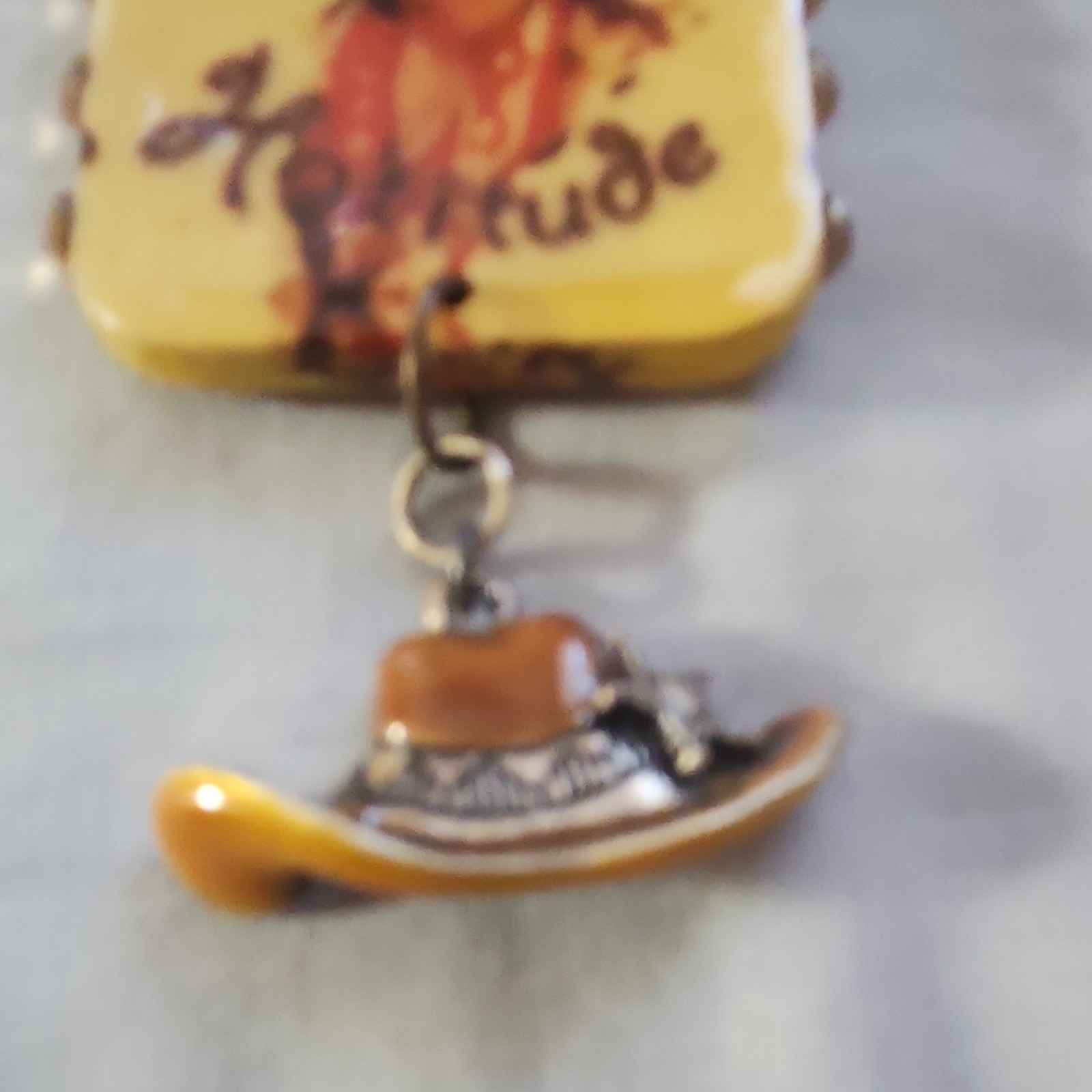 Cowgirl Western Gold-Tone Beaded Ball Chain Charm Pendant Necklace Hook Clasp