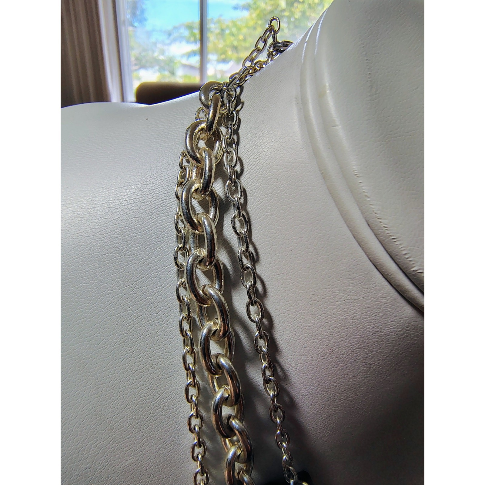 Blue Green Shell Bead Layered Statement Necklace
