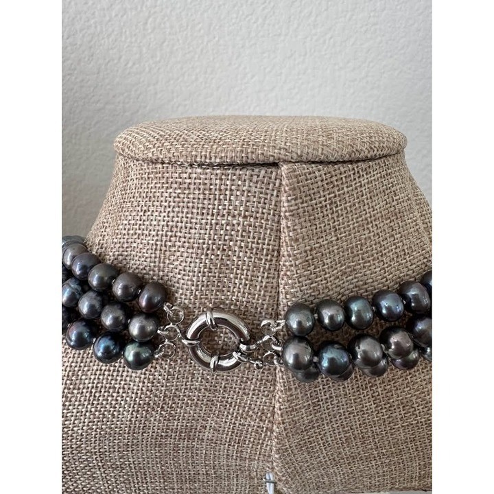 BRAND NEW Freshwater Peacock Pearls Triple Layer Necklace Jewelry