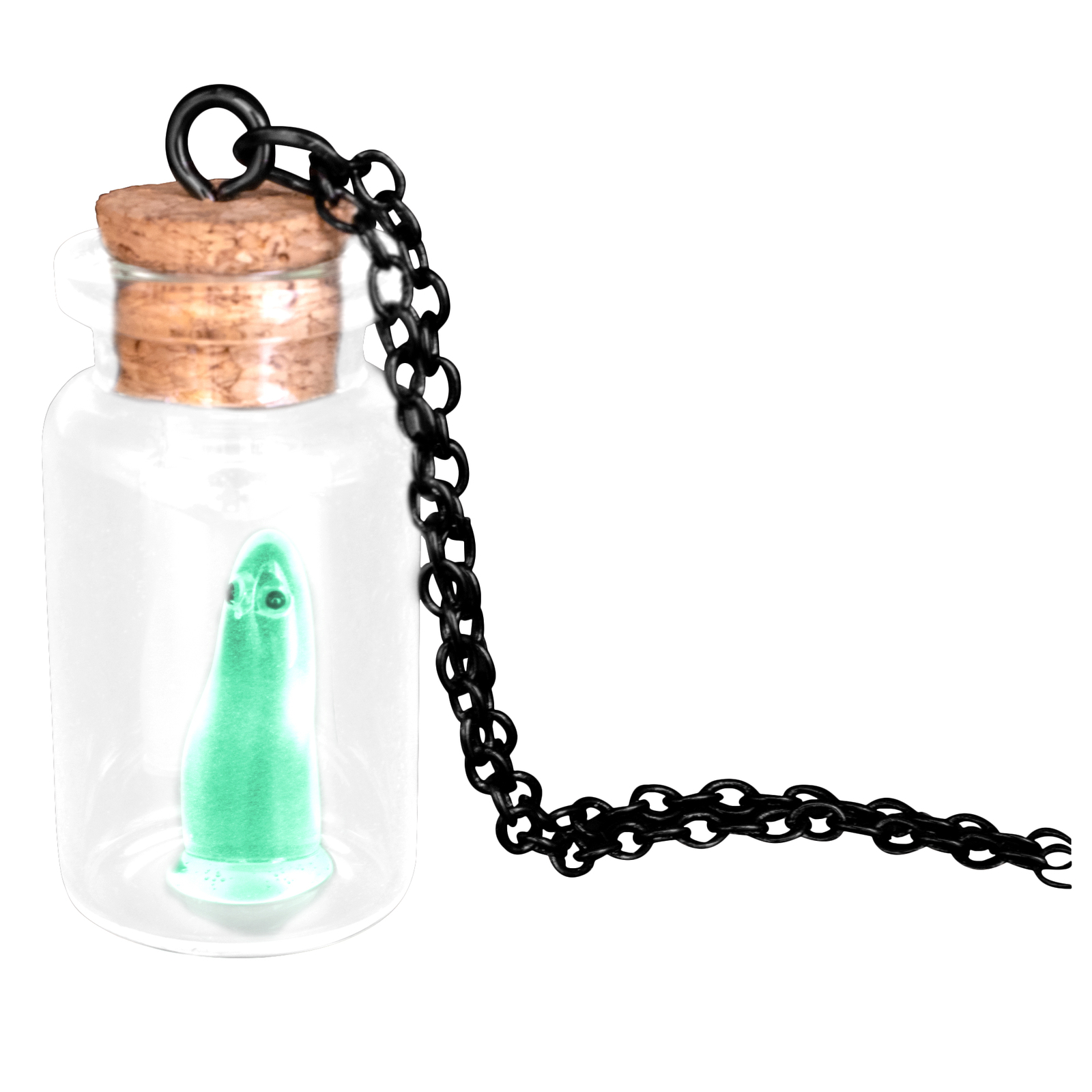 AlterImage Ghost In A Bottle Necklace Glow In The Dark Pendant Green Includes