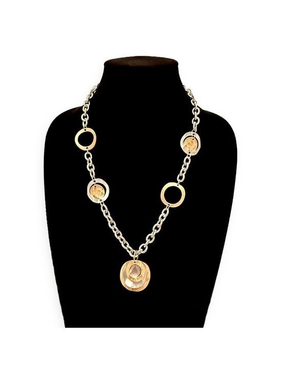 PREMIER DESIGNS Mixed Metals Gold & Silver Medallion URBAN GLAM Necklace NWT