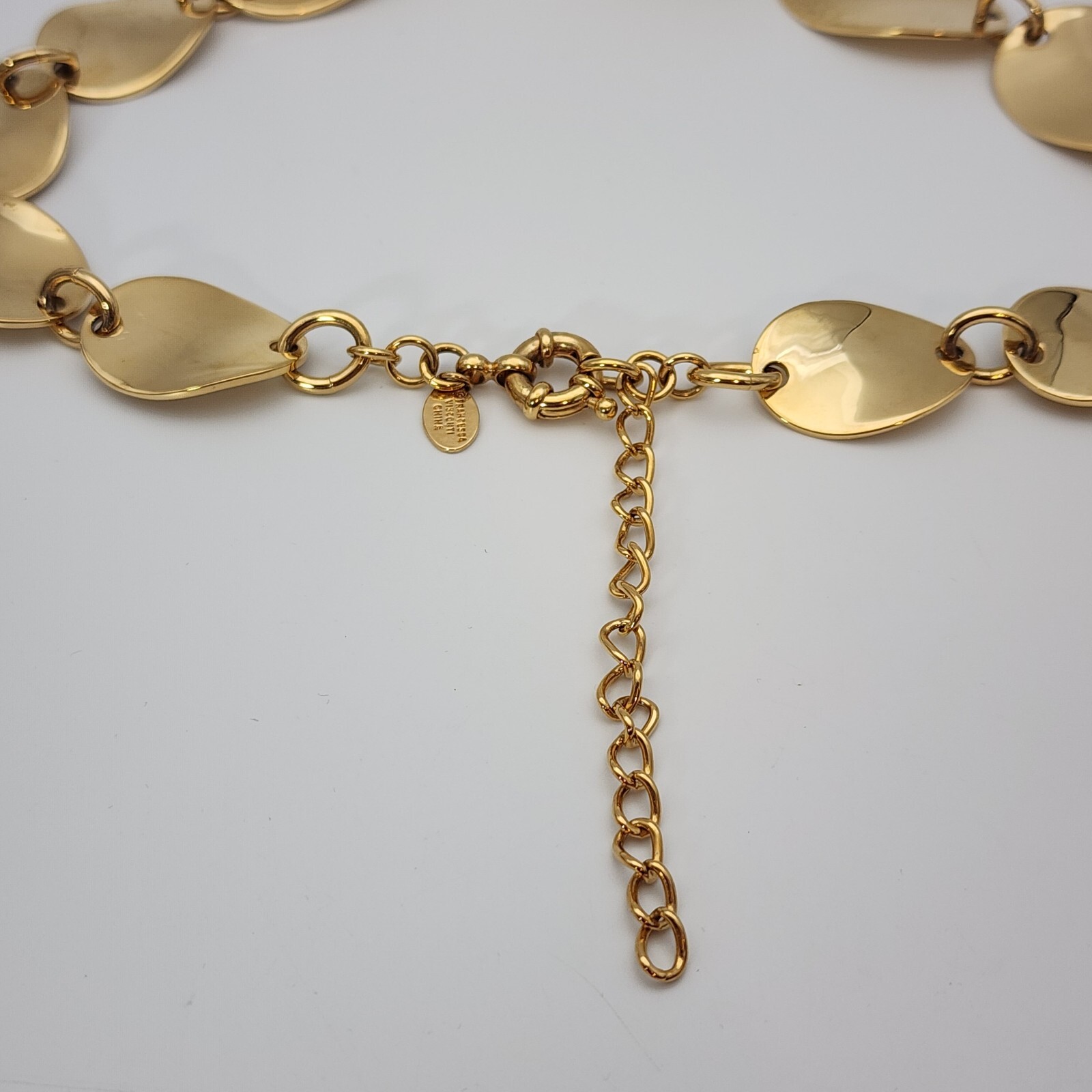 Vtg Choker Francesca Visconti Graduated Waved Ovals Shiny Gold Tone Necklace 16″
