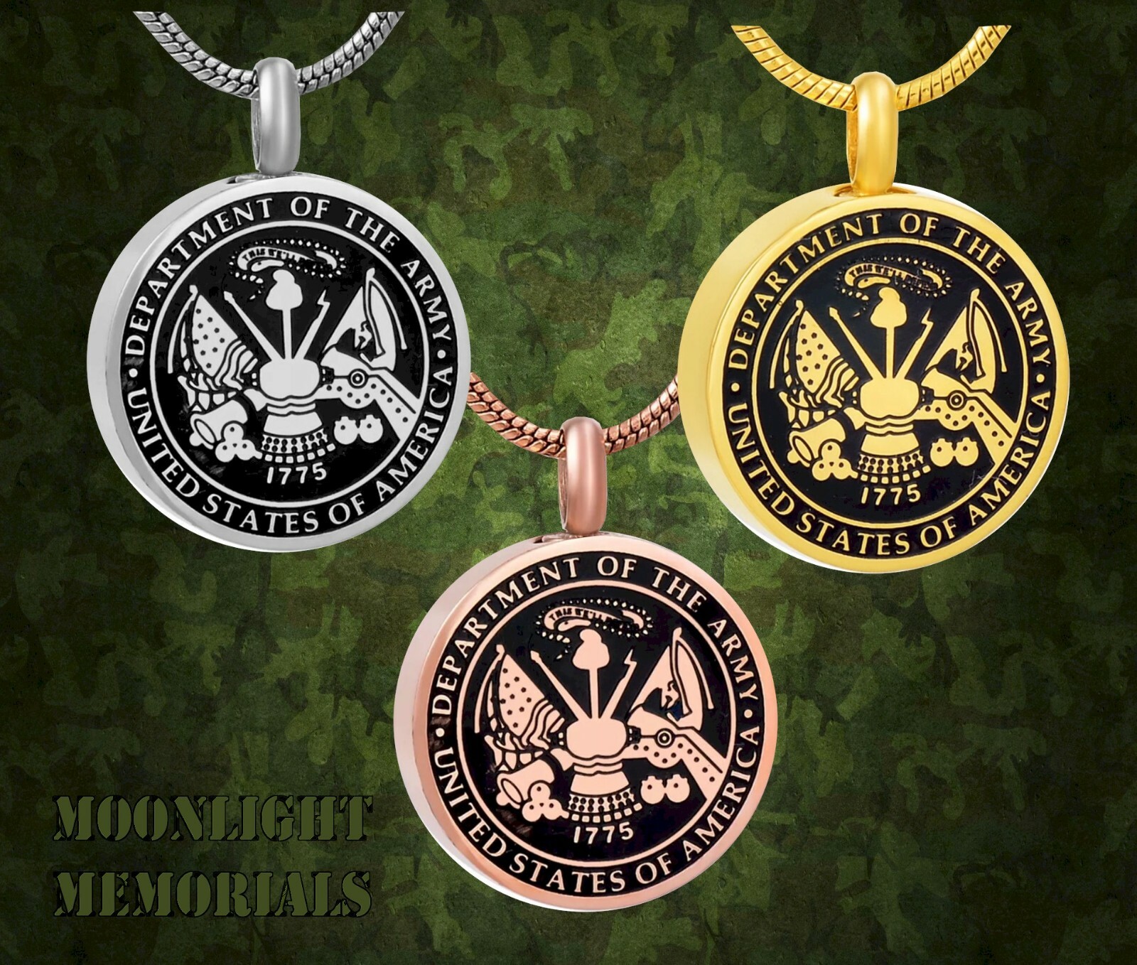 New United States Army Cremation Urn Keepsake Ashes Memorial Necklace